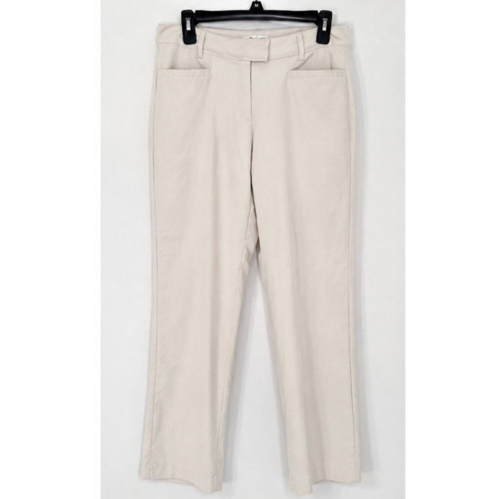 Vintage Y2K Cream Straight Leg Pants Size 6 Neutral Minimalist Trouser Pants